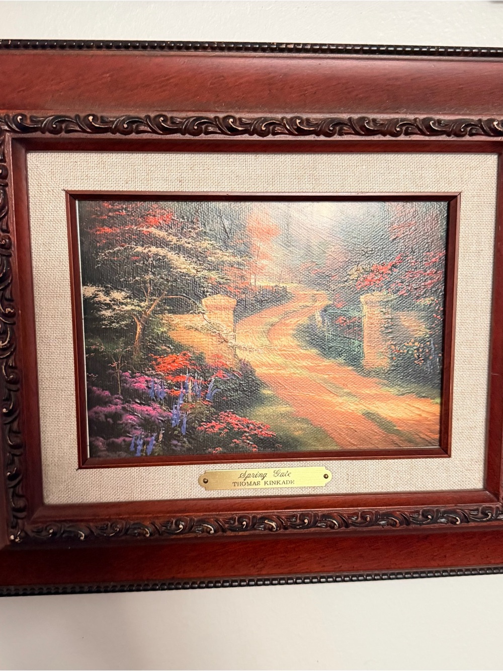 Thomas Kinkade Spring Gate Art Print in Gold, Green, Pink, Purple